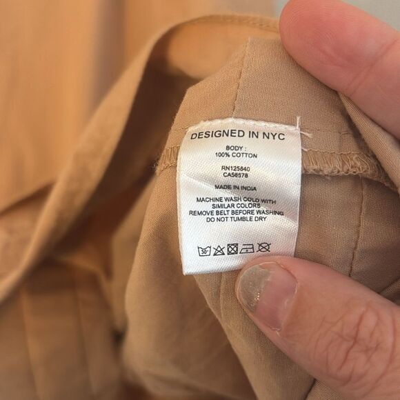 Intermix Womens puff short sleeve ruffle tan tiered prairie v-neck dress size 4 - Picture 7 of 11